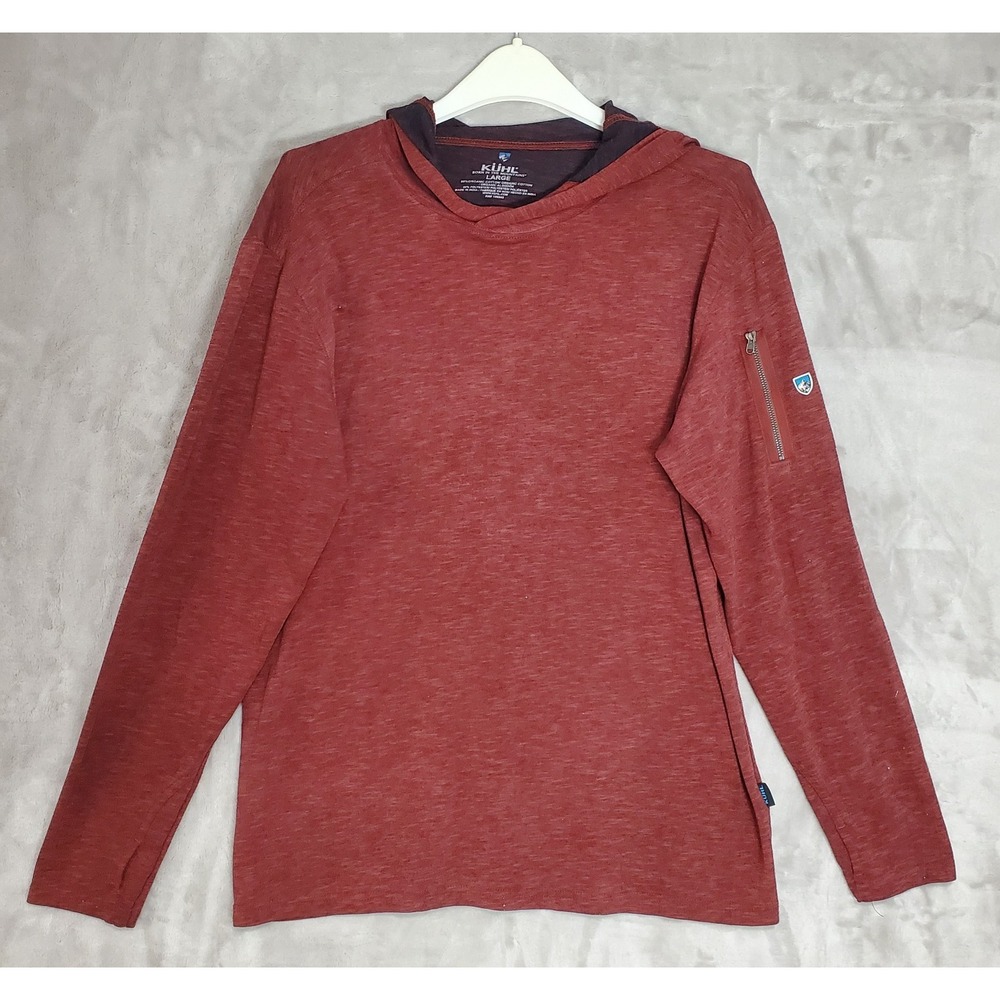 Kuhl Vendetta Hoodie Mens L Red Long Sleeve Lightweight Hiking Thumbholes READ